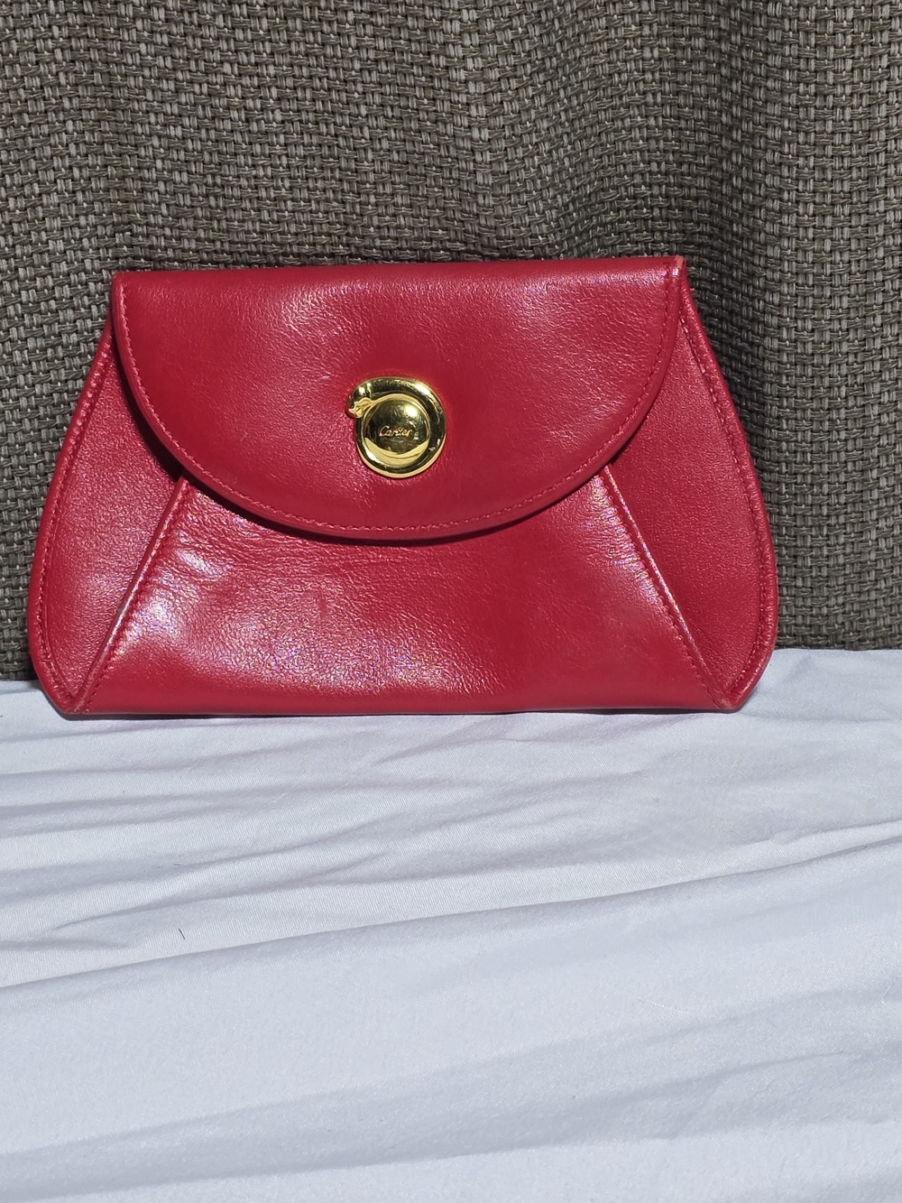 Vintage Cartier Panthère Red Leather Coin Purse